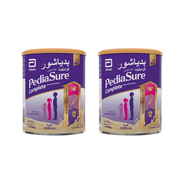 PEDIASURE COMPLETE NUTRITION MILK POWDER, VANILLA FLAVOR, 400 GRAM, 2 PACKAGES